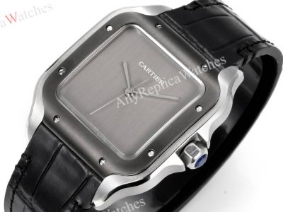 THB Factory Cartier Santos Grey/White Face Leather Band 1847 MC Movement Watch